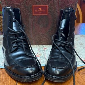 Etro Men's Black Leather Lace Up Boots
